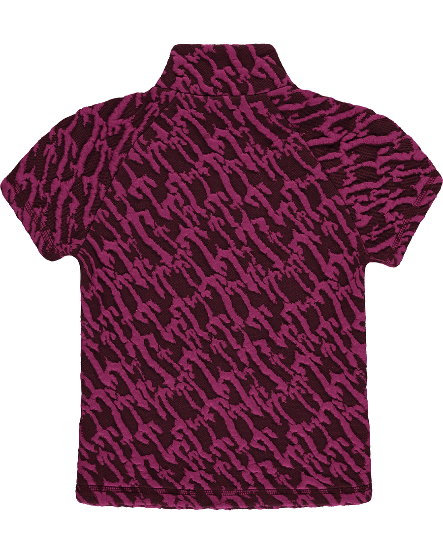 Trapstar Women's Jacquard Fitted Zip Crop Top - Burgundy Pink