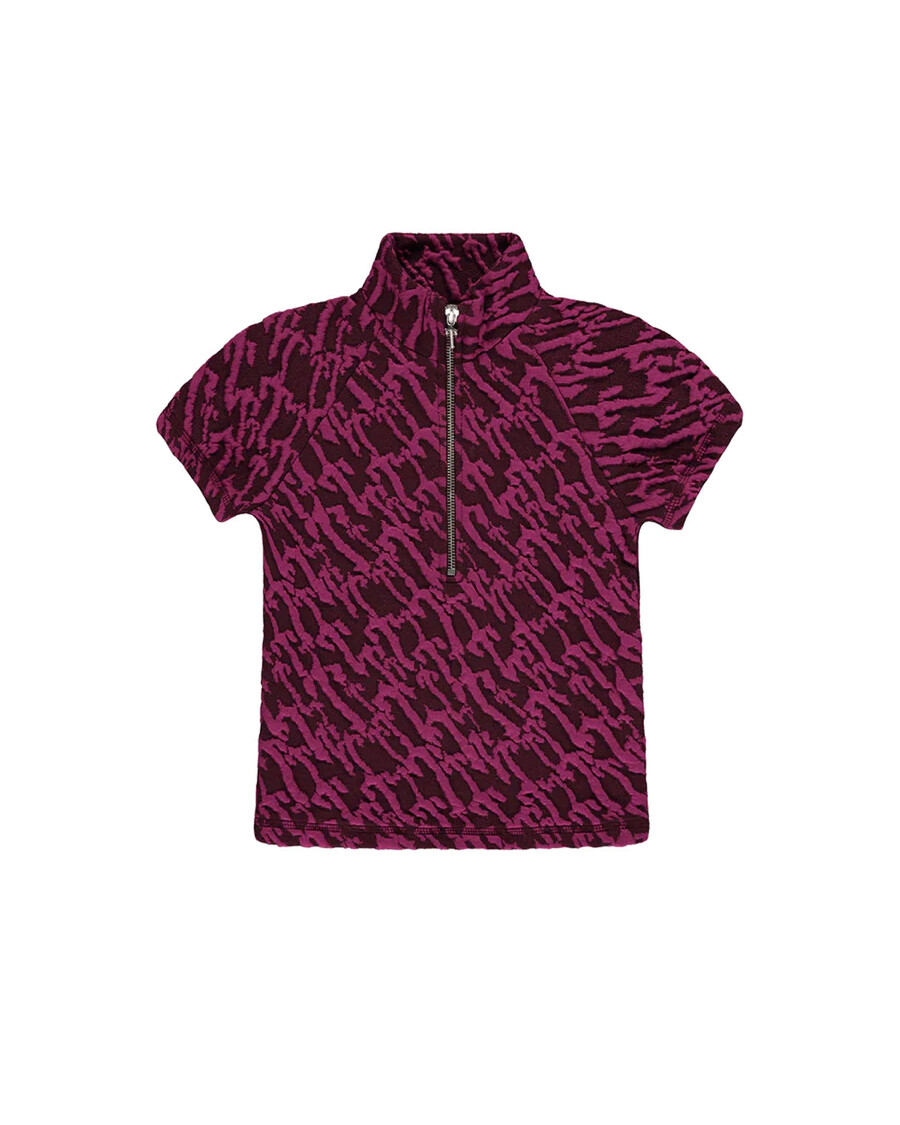 Trapstar Women's Jacquard Fitted Zip Crop Top - Burgundy Pink