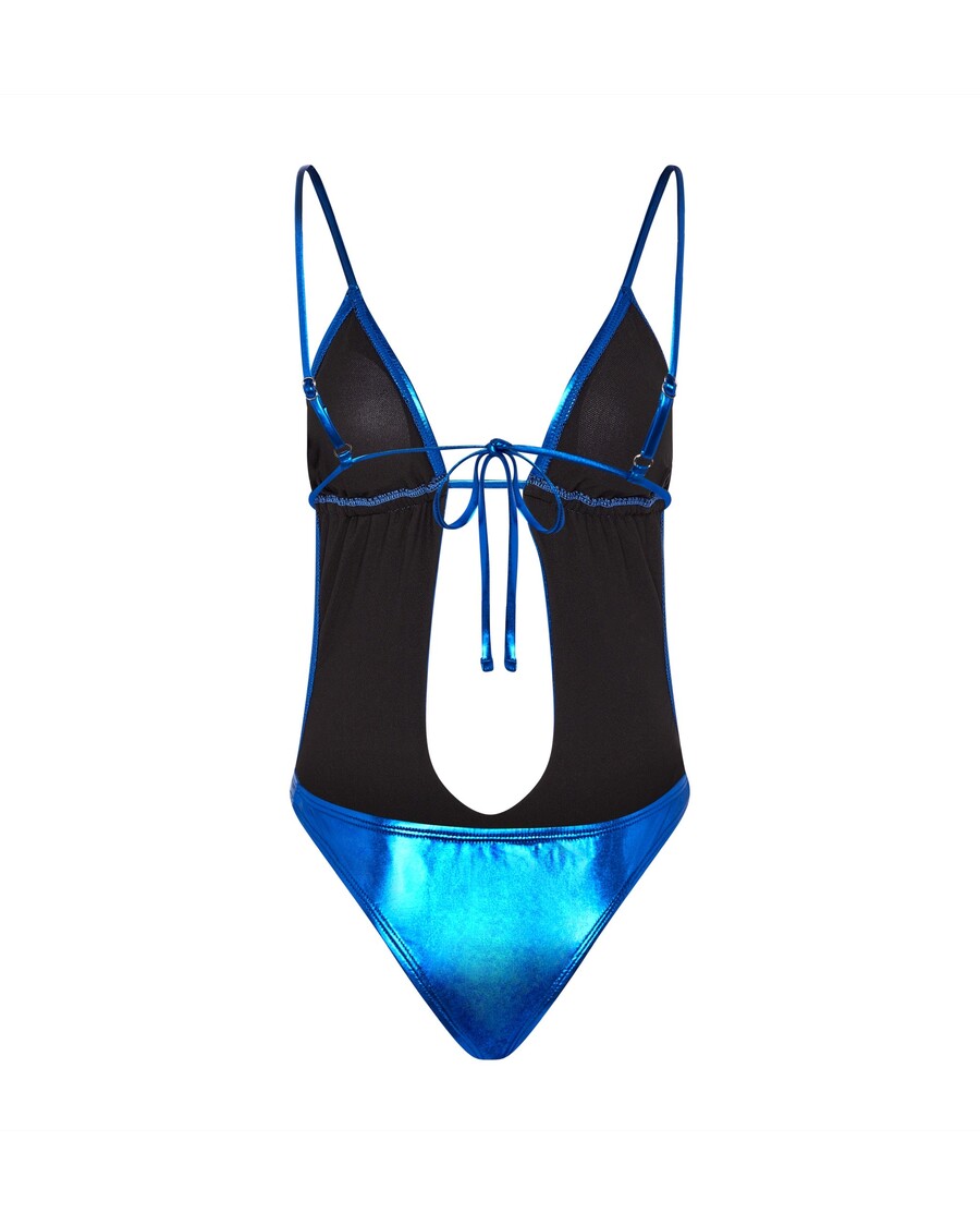 Trapstar Women's Metallic Cutout One Piece Swimsuit - Blue