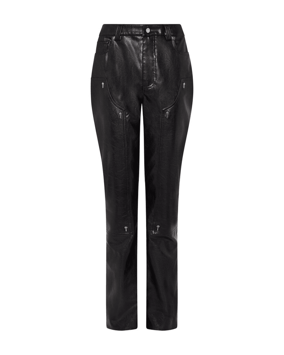 Trapstar London Damen Irongate T Stud Vegane Lederhose - Schwarz