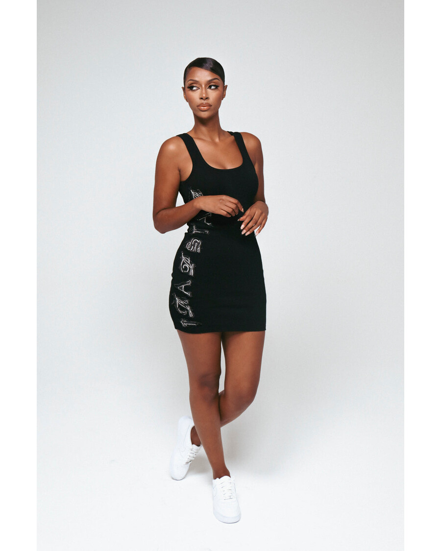 Trapstar Women's Script Denim Applique Tank Dress - Black
