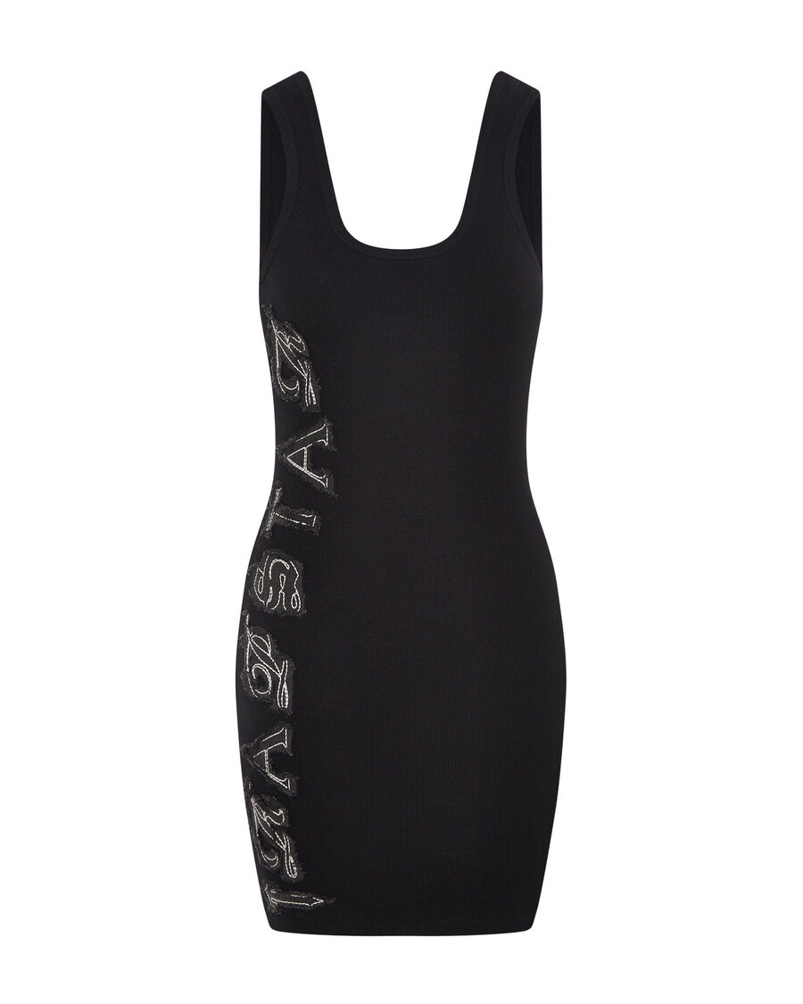 Trapstar Women's Script Denim Applique Tank Dress - Black