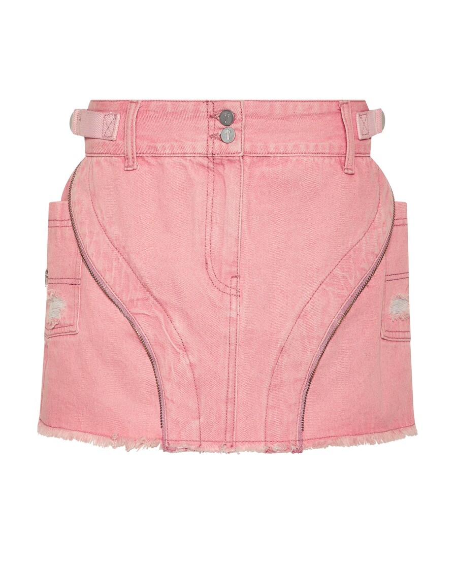 Trapstar Women's Irongate T Denim Zip Detail Mini Skirt - Pink