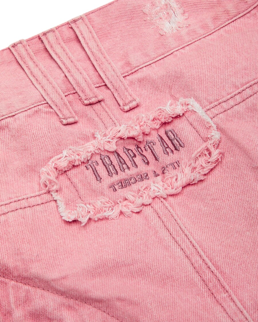 Trapstar Women's Irongate T Denim Zip Detail Mini Skirt - Pink