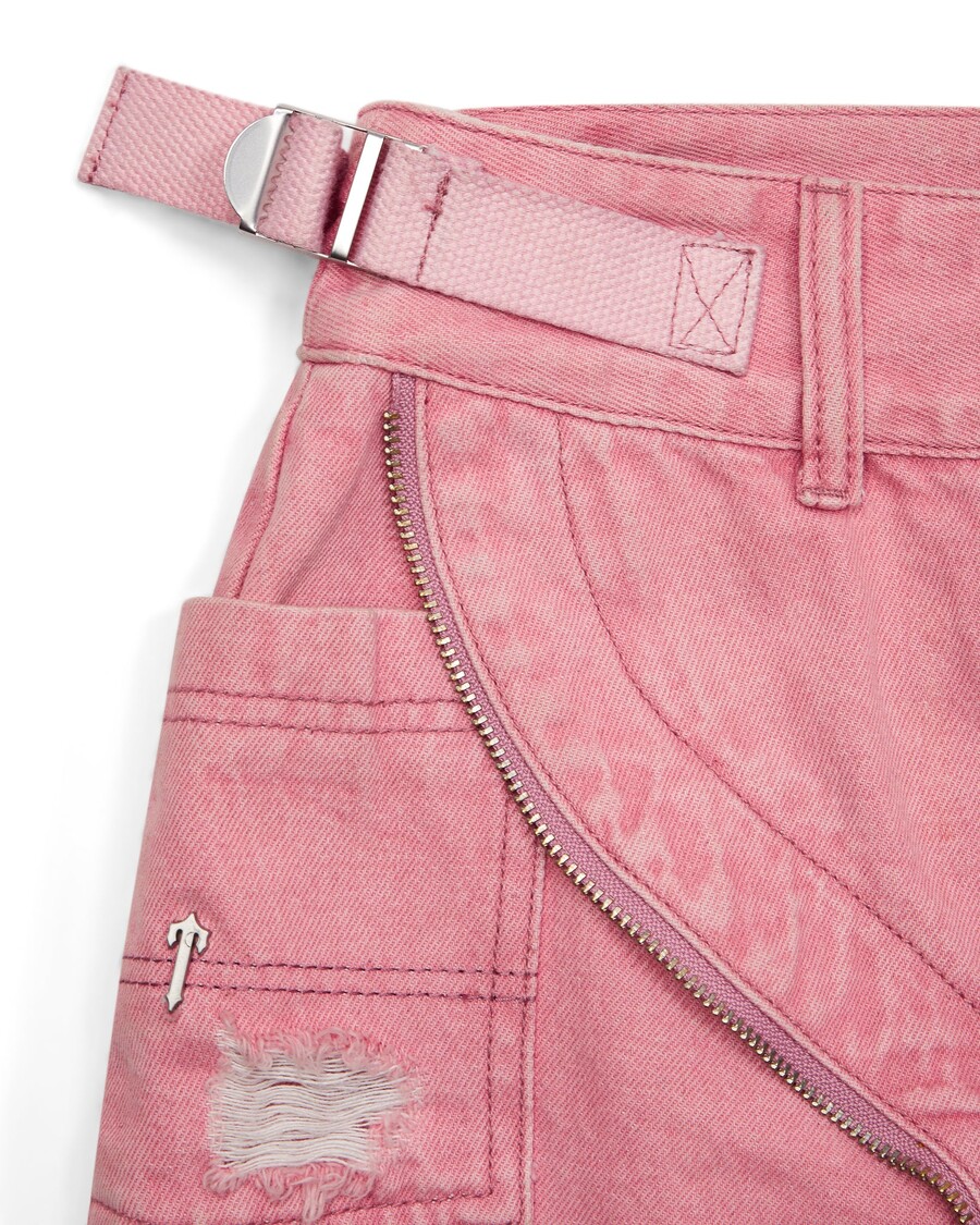 Trapstar Women's Irongate T Denim Zip Detail Mini Skirt - Pink