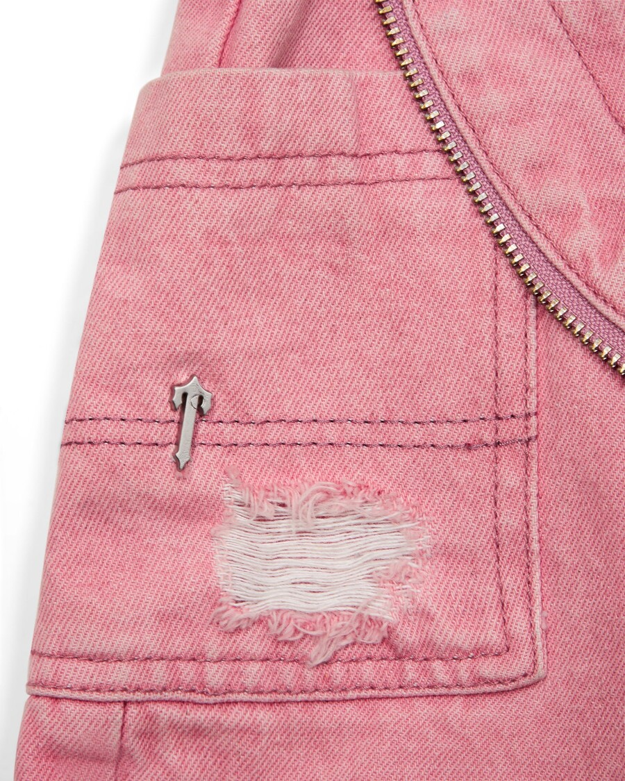 Trapstar Women's Irongate T Denim Zip Detail Mini Skirt - Pink