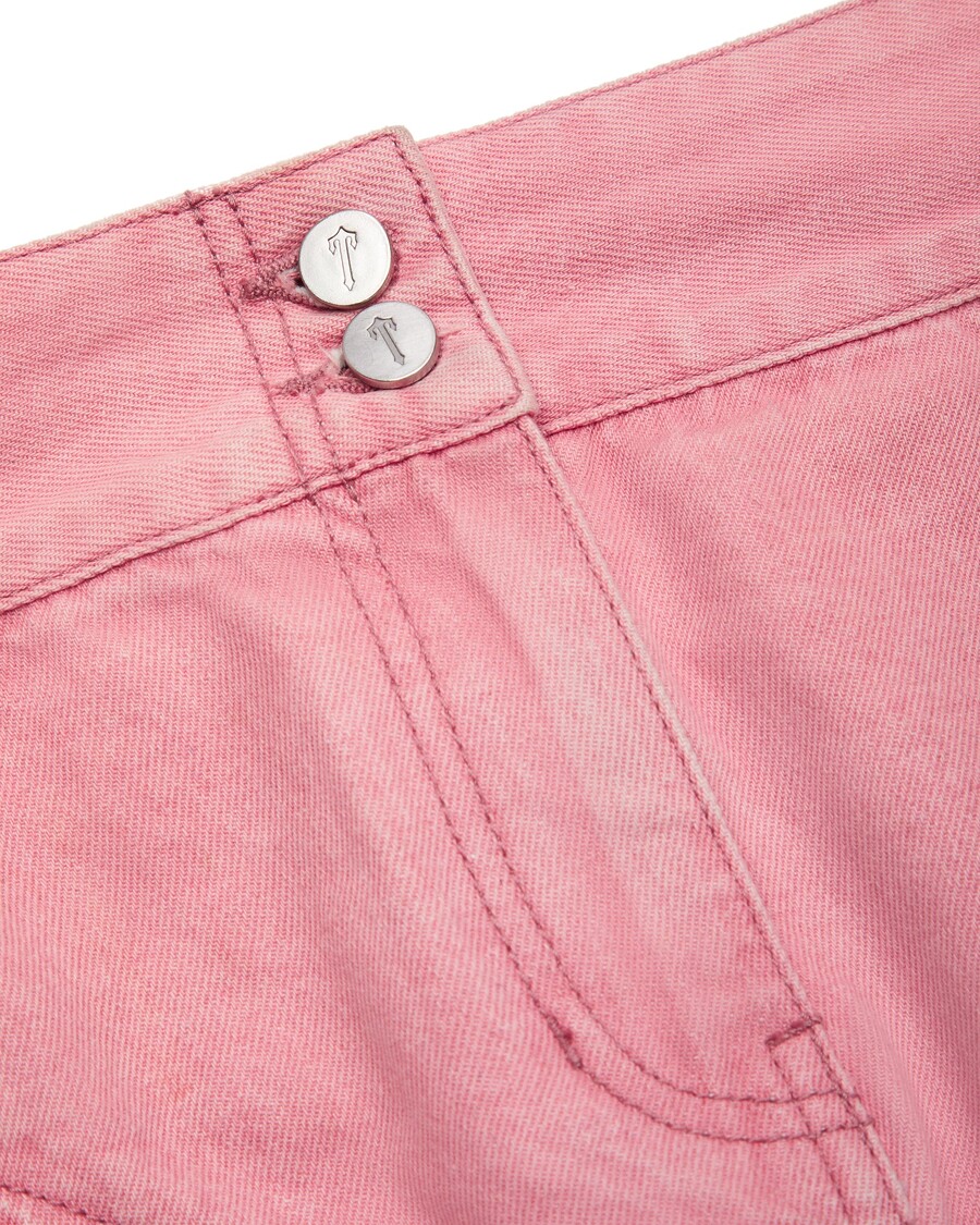 Trapstar Women's Irongate T Denim Zip Detail Mini Skirt - Pink