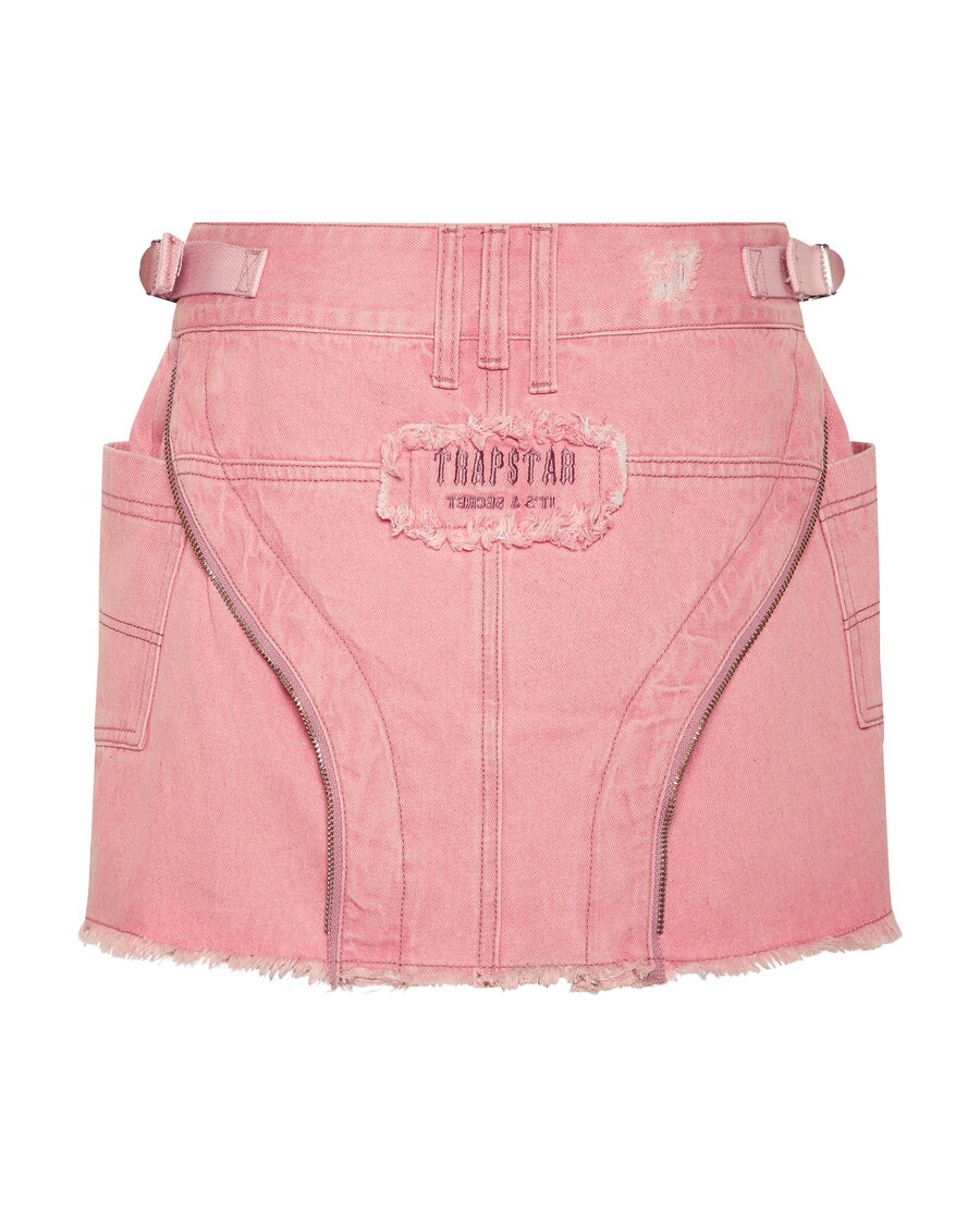 Trapstar Women's Irongate T Denim Zip Detail Mini Skirt - Pink