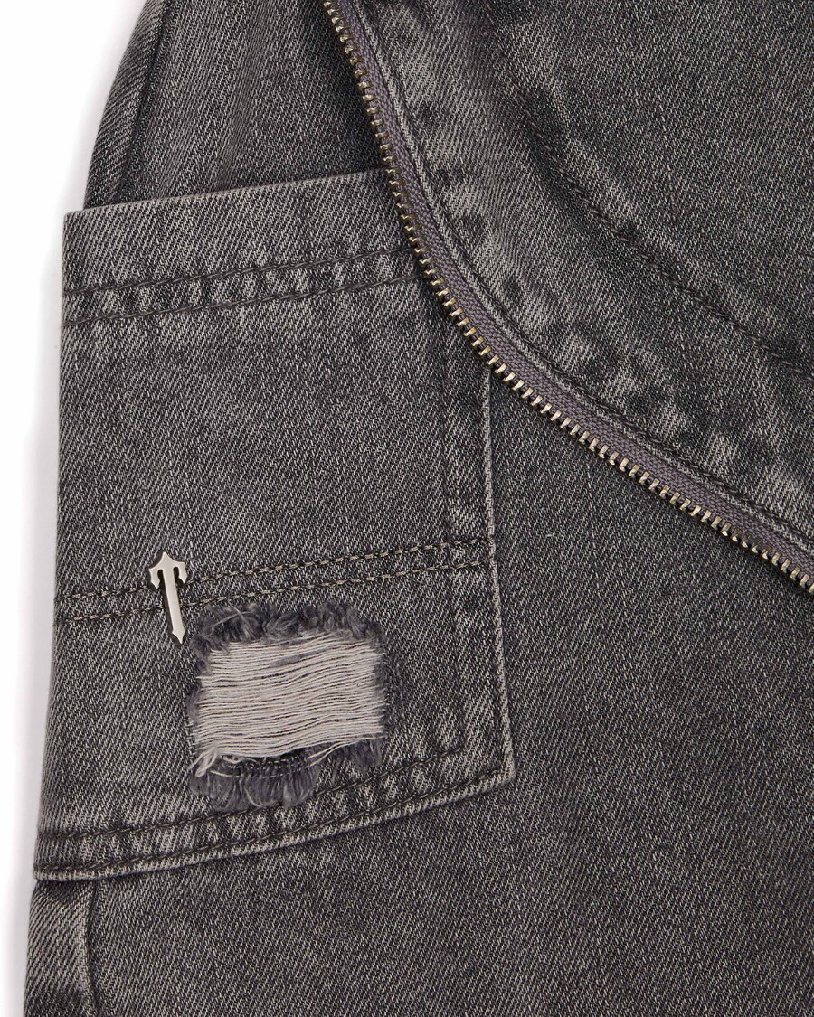 Trapstar Womens Irongate T Denim Zip Detail Mini Skirt - Grey