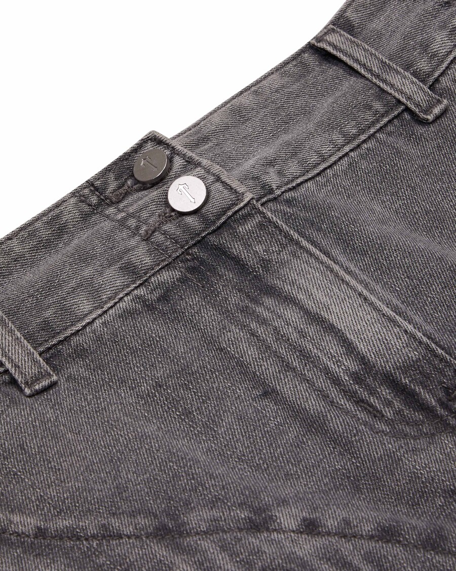 Trapstar Womens Irongate T Denim Zip Detail Mini Skirt - Grey