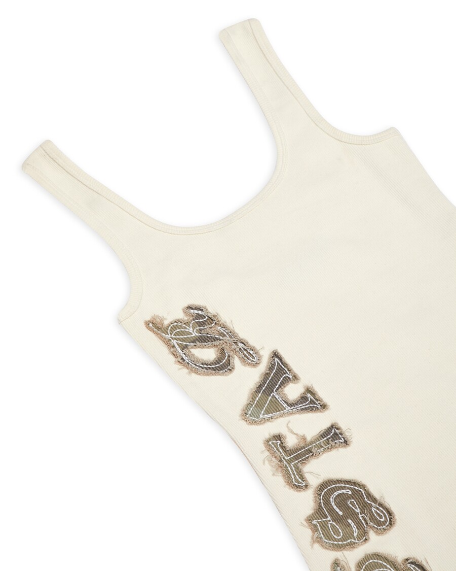 Trapstar Women's Script Denim Applique Tank Dress - Off White