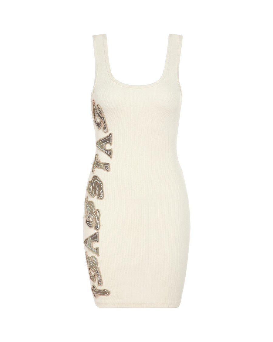 Trapstar Women's Script Denim Applique Tank Dress - Off White