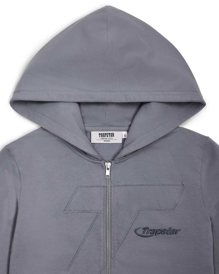 Trapstar Womens Hyperdrive Rib Panel Zip Hoodie - Grey