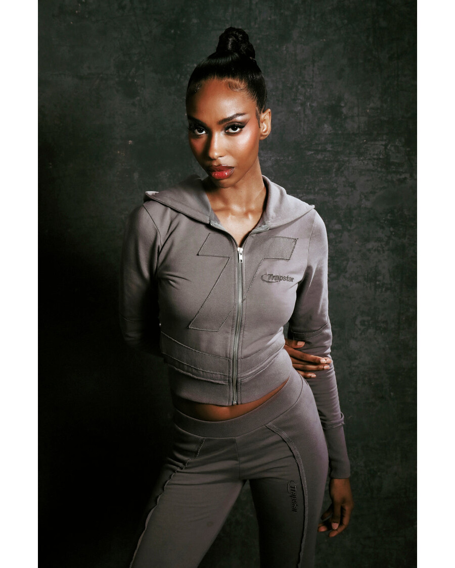 Trapstar Womens Hyperdrive Rib Panel Zip Hoodie - Grey