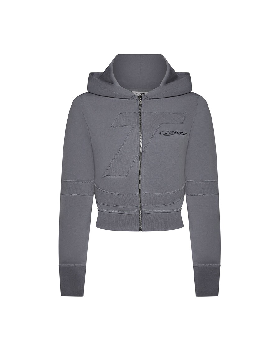 Trapstar Womens Hyperdrive Rib Panel Zip Hoodie - Grey