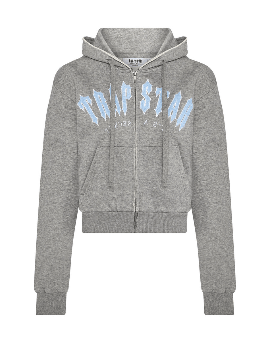 Trapstar London Wanita Irongate Arch Bordir Chenille Zip Melalui - Abu-abu/biru