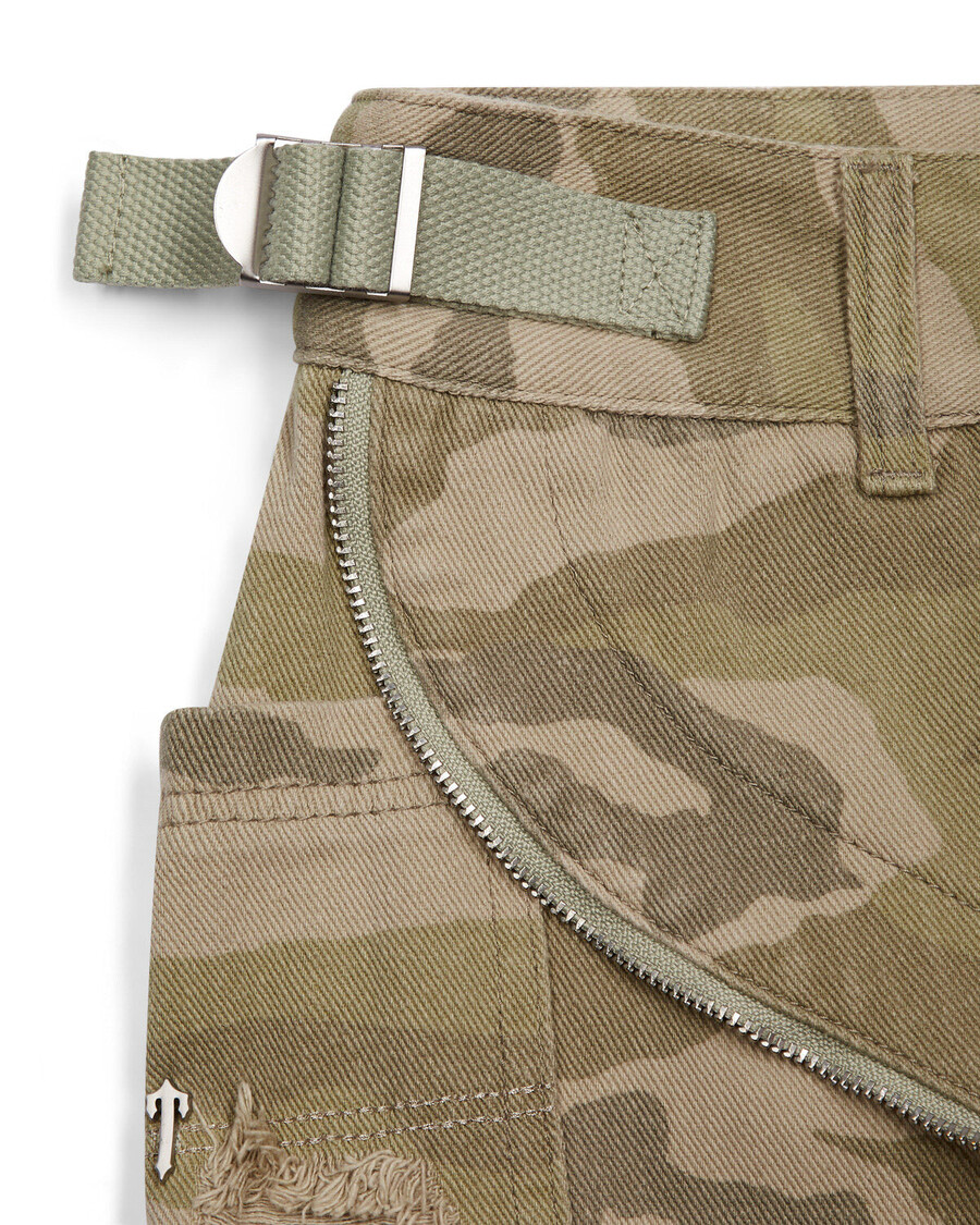 Trapstar Irongate T Womens Denim Zip Detail Mini Skirt - Desert Camo