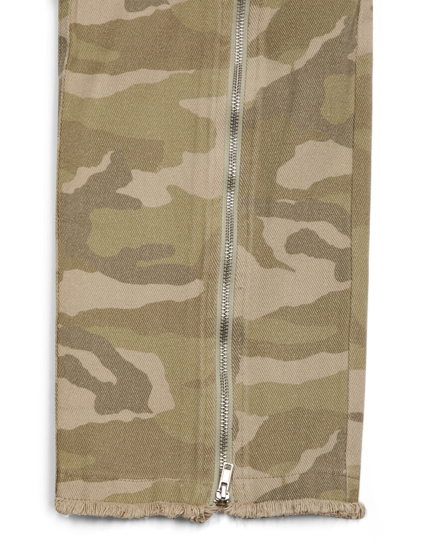 Trapstar Damen-Jeans-Cargohose Mit Arch-Applikation In Distressed-Optik – Wüstentarn