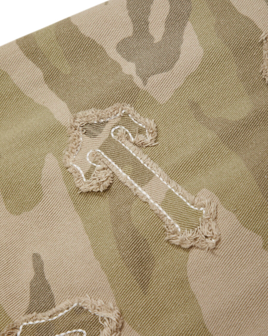 Trapstar Damen-Jeans-Cargohose Mit Arch-Applikation In Distressed-Optik – Wüstentarn