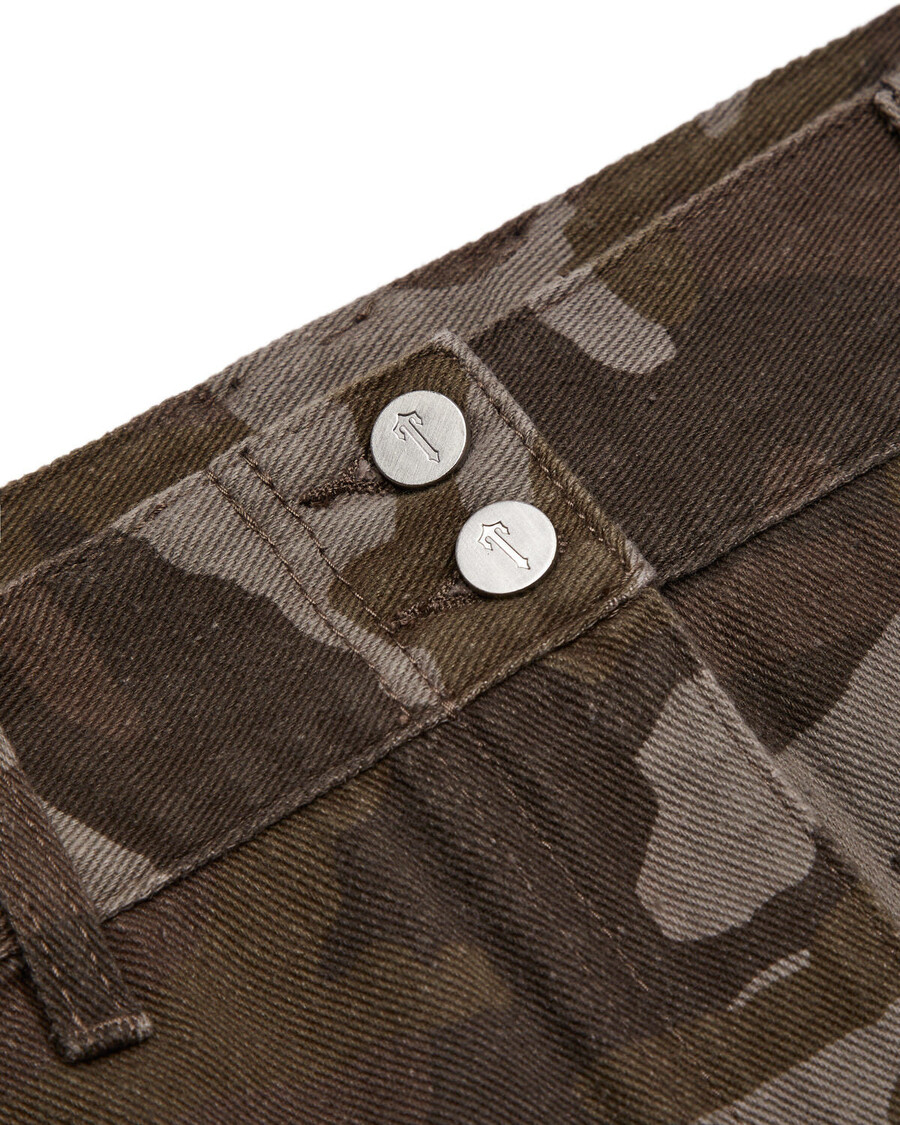 Trapstar Irongate T Womens Denim Zip Detail Mini Skirt - Brown Camo