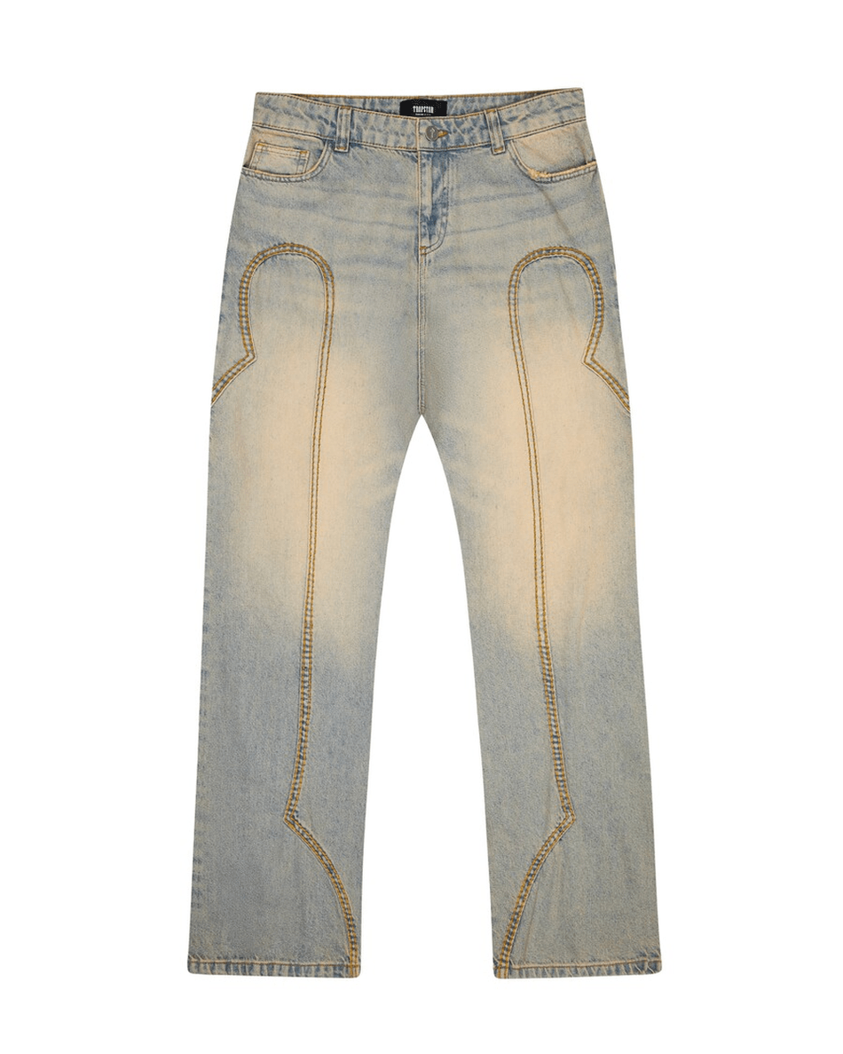 Jeans Denim Panel Irongate Wanita Trapstar London - Biru Berpasir