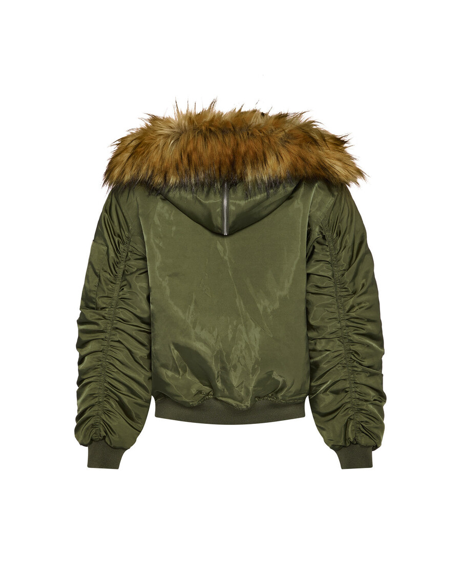 Trapstar Women’s Script Fur Hood Bomber - Khaki